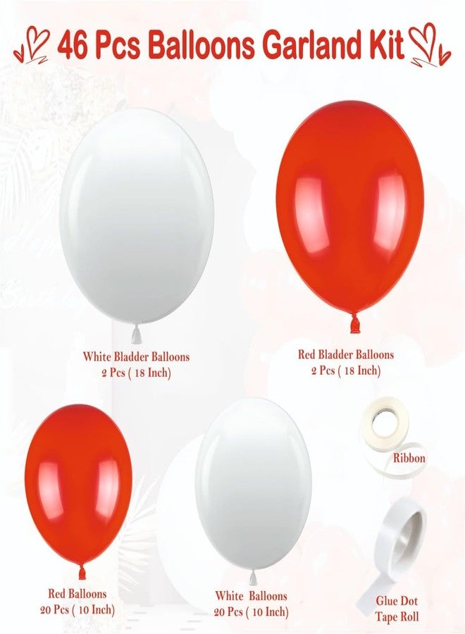 YOURS DECOR طقم بالونات حمراء وبيضاء من يورز ديكور، عبوة من 46 بالونًا، مثالي لتزيين عيد الحب، وأعياد الميلاد، والمناسبات الخاصة، وديكور المنزل. - Image 2